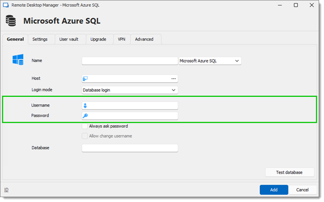 Connection to the Database with the  Administrator Account