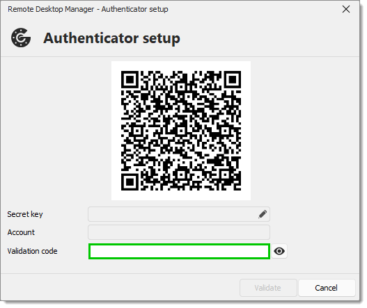 Authenticator setup