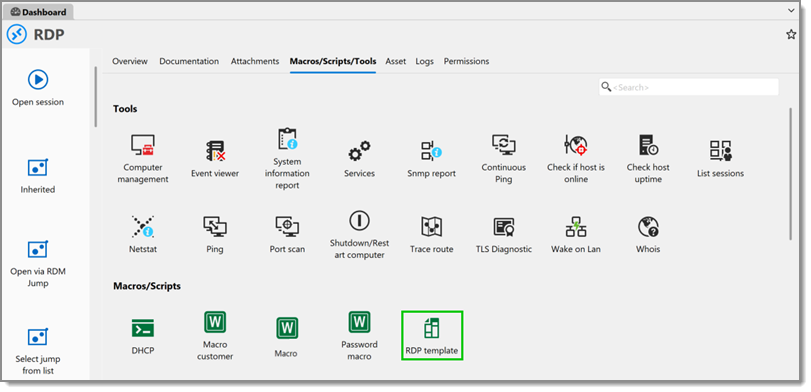 Select your template under Macros/Scripts/Tools section of your entry dashboard