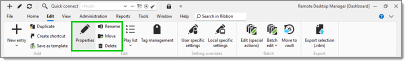 Edit options