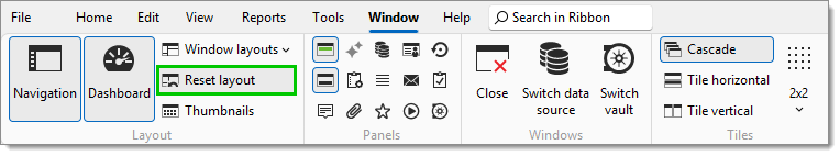Window – Reset layout