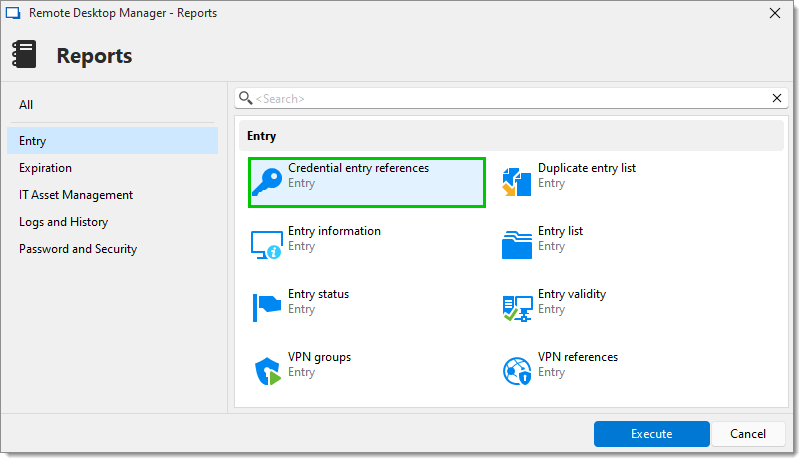 Credential entry references report