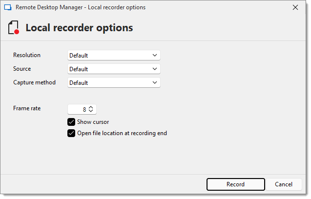 Local recording options