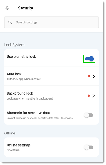 Use biometric lock