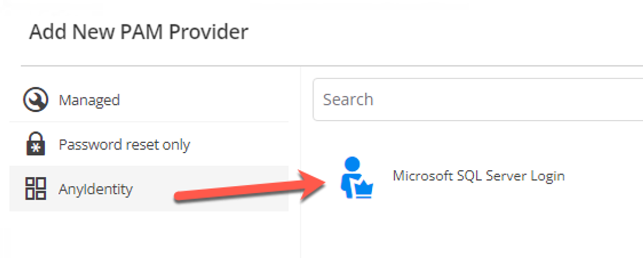 Select an AnyIdentity provider