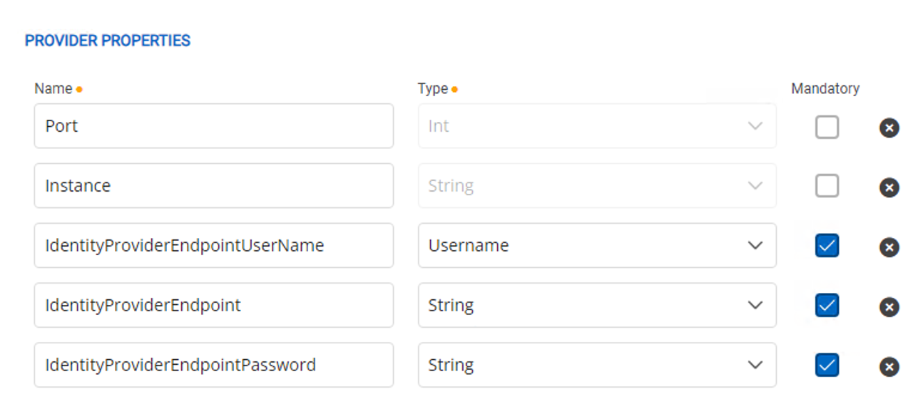 Optional provider properties Port and Instance