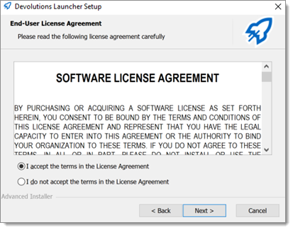Terms of the Software license agreement