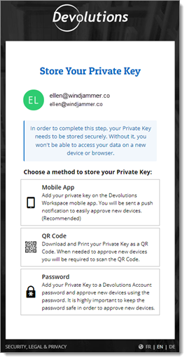 Store your Private Key