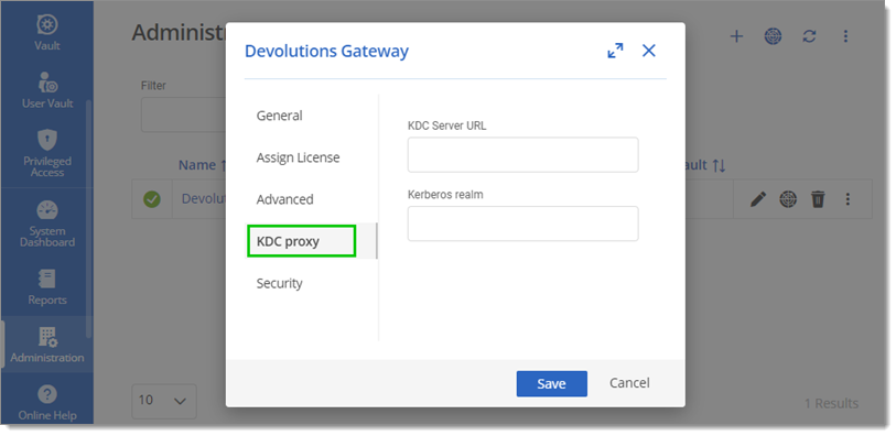 KDC proxy Tab