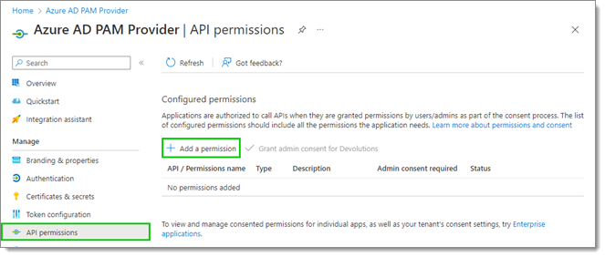 Autorisations API – Ajouter une autorisation