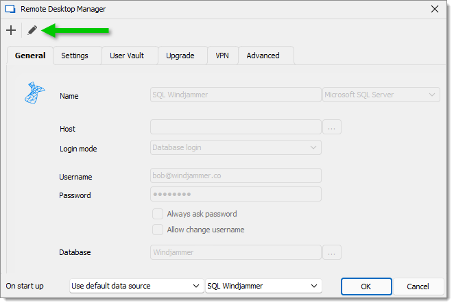 File – Data Sources – Edit Data Source