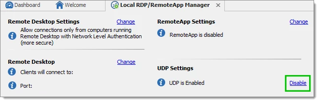 Paramètres UDP