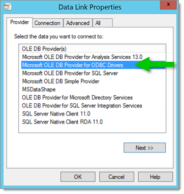 Microsoft OLE DB Provider for ODBC Drivers
