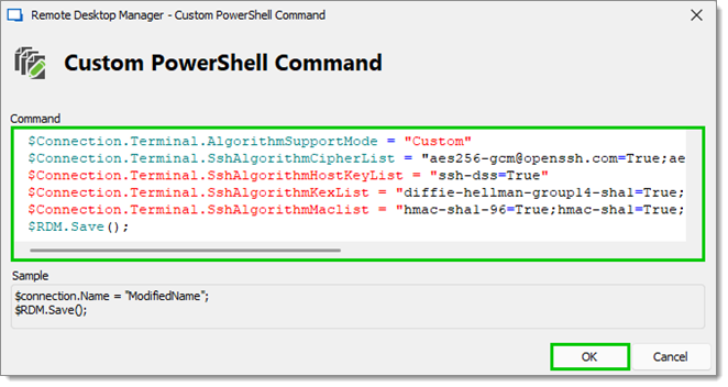 Commande PowerShell personnalisée