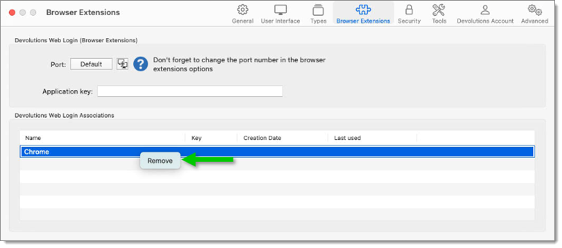 Supprimer l'Association module d'extension Workspace