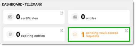 Dashboard – Pending vault access requests