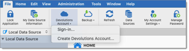 File – Devolutions Account