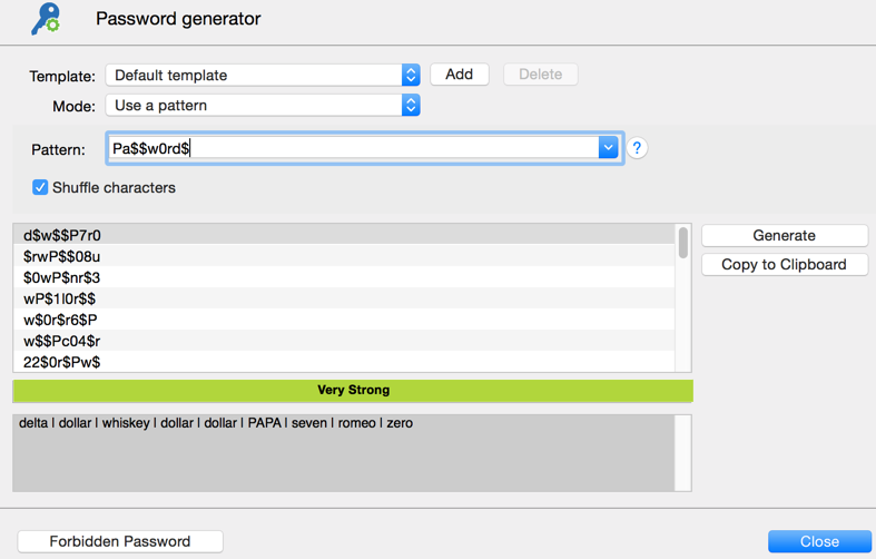 Password generator - User a pattern