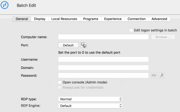 Batch edit – Edit entries (session type settings)