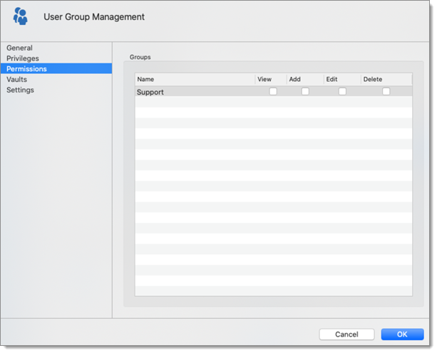 User Group Management - Permissions