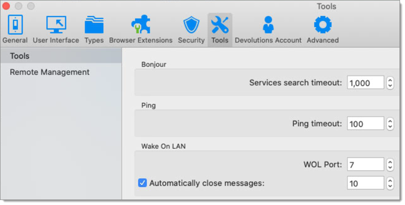 Preferences – Tools