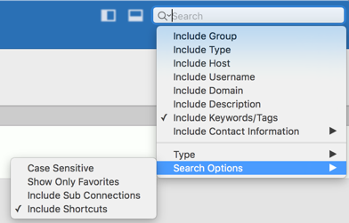 Search options