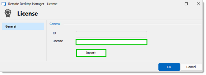 License field and import