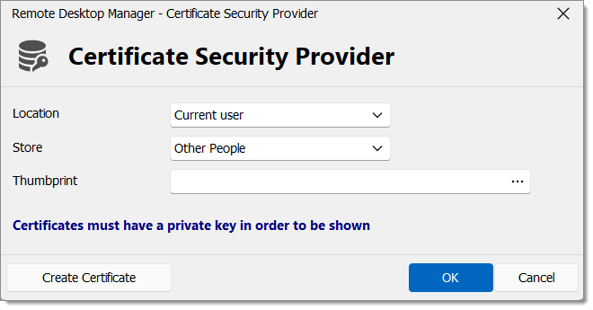 Security provider - Certificate