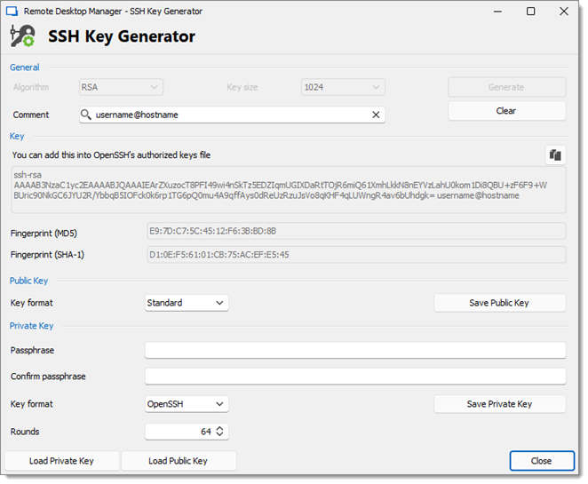 Générateur de clés SSH