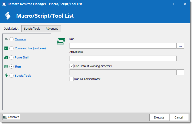 Script Rapide – Exécuter