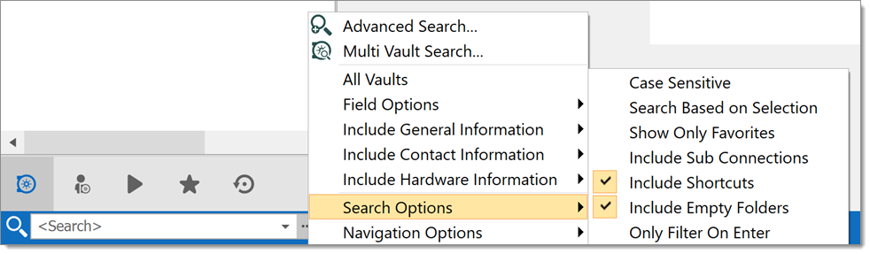 Search options