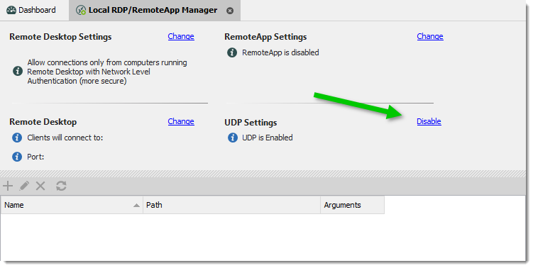 Local RDP/RemoteApp Manager - UDP is Enabled