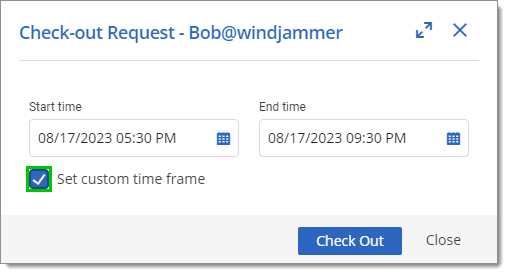 PAM checkout with custom time frame