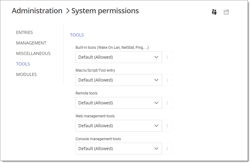 Administration – System Permissions – Tools