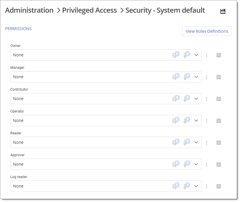 Administration – Privileged Access – Security – Default Security