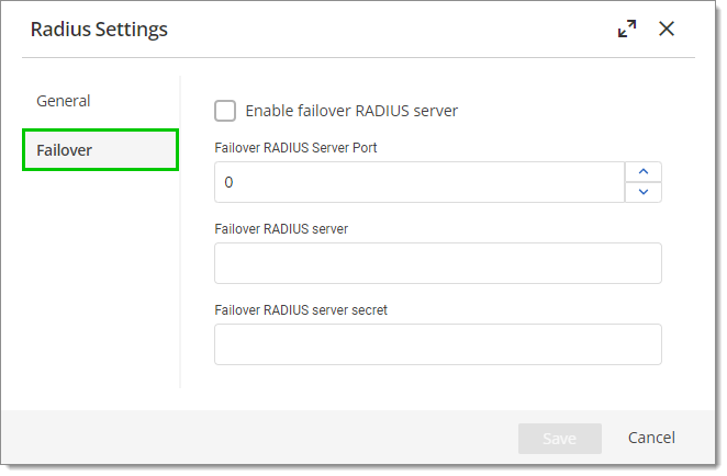 Failover RADIUS settings