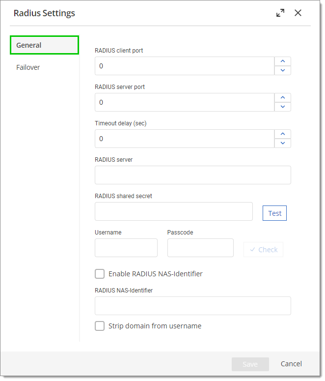 General RADIUS settings