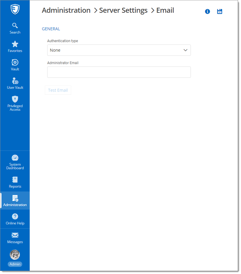 Administration – Server Settings – Email