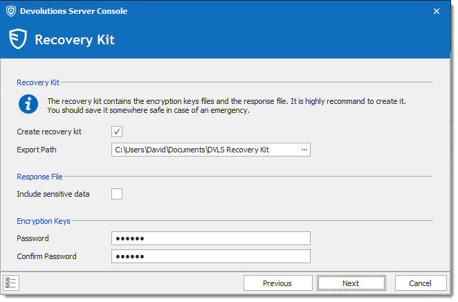 Backup the encryption keys