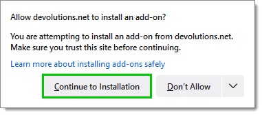 Continue to installation
