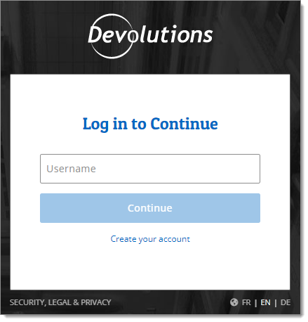 Entering Devolutions Account Credentials