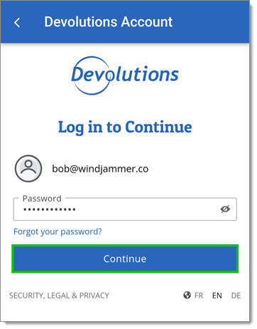 Devolutions Account login
