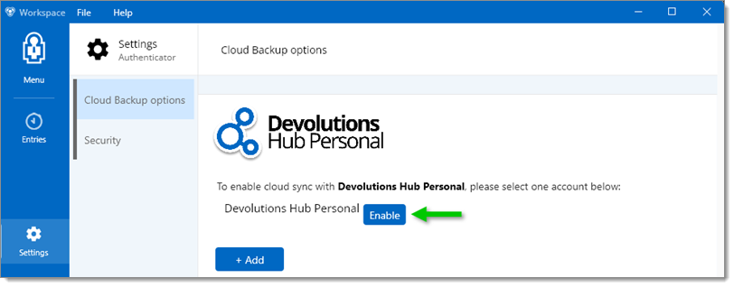Enable cloud sync with Devolutions Hub Personal