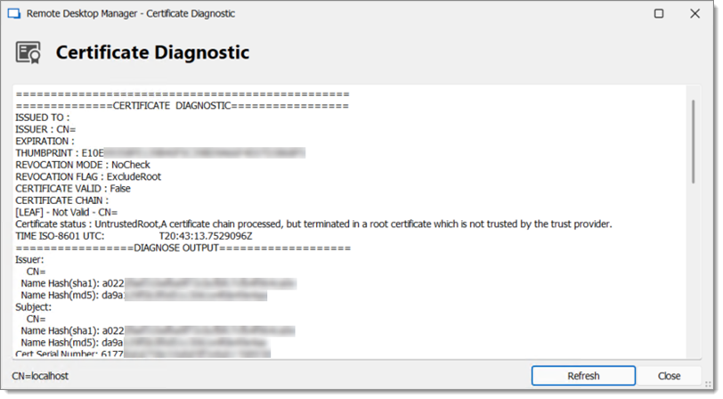 Certificate Diagnostic
