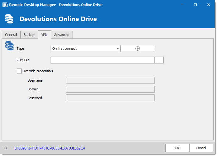Devolutions Online Drive - VPN Tab
