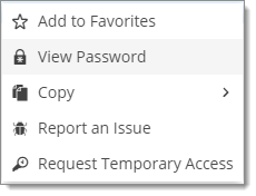 Right-clicking on the entry to view the password