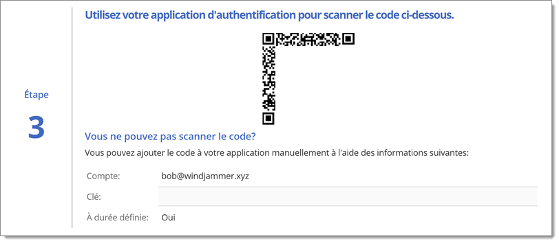 Scanner le code d'authentification