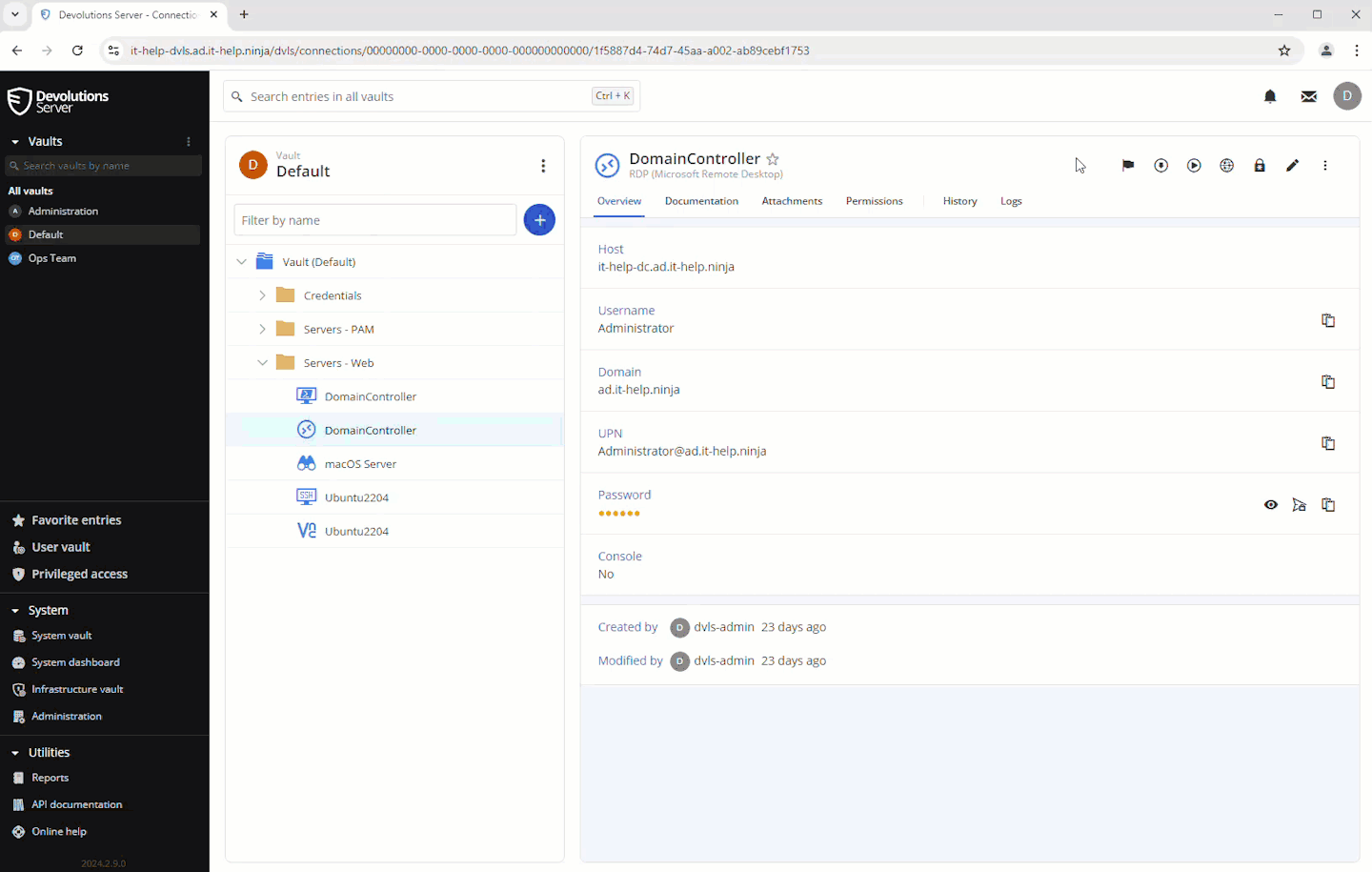Web RDP client with Devolutions Gateway gif