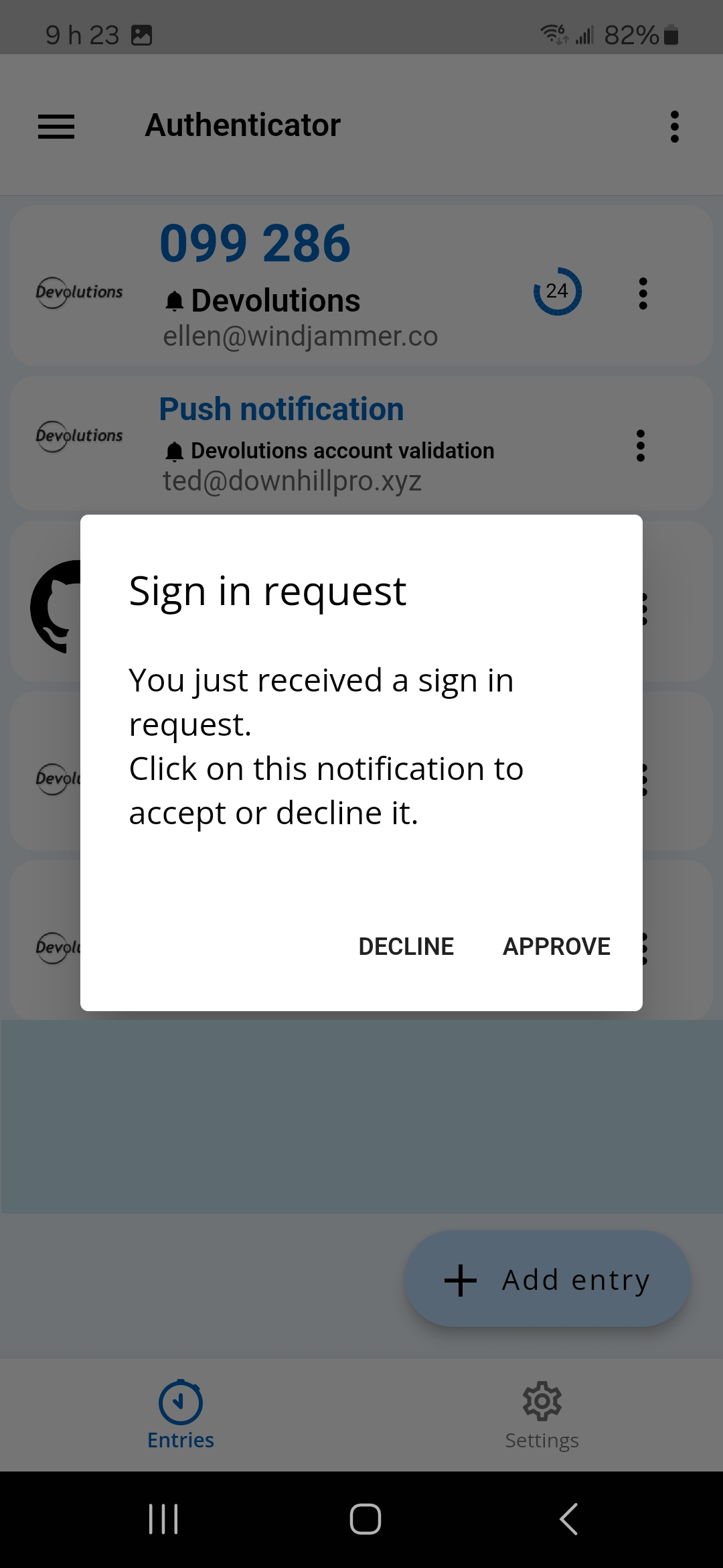 Authenticate accounts with OTP and Push notification