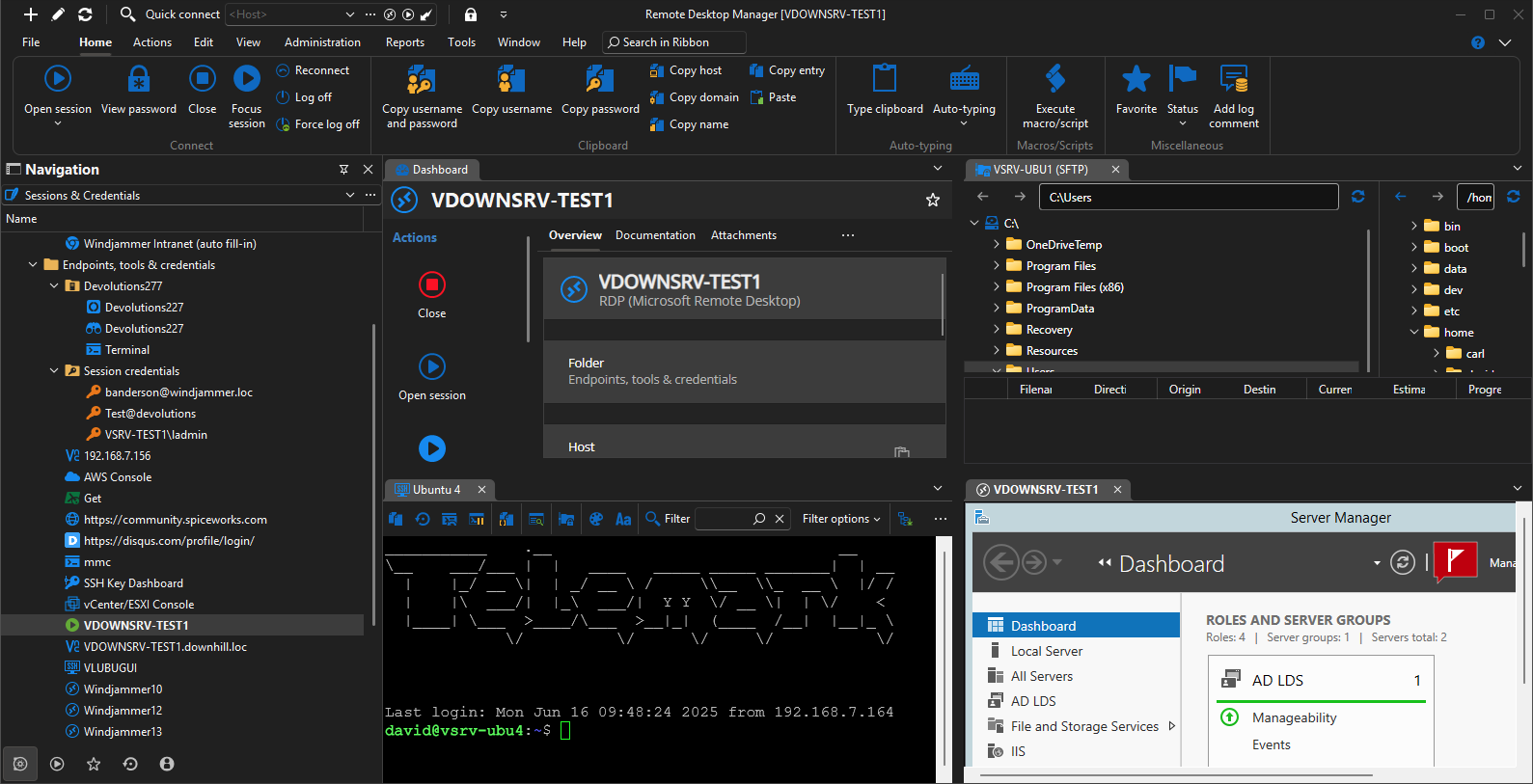 Remote session management